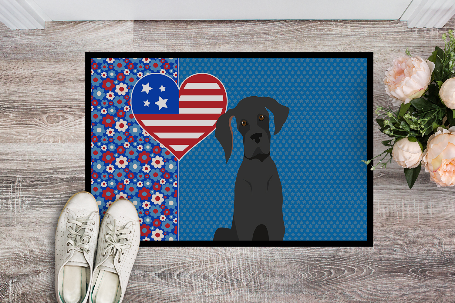 Black Great Dane Indoor or Outdoor Mat 24x36 36 in x 24 in