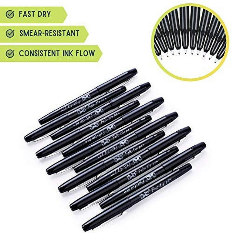 6pk Mr. Pen Felt Tip Pens, Black Pens, Fast Dry, No Smear, Fine Point✓👌✓ 