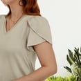 thumbnail image 4 of Womens Summer Blouses V Neck Loose Dressy Shirts Petal Short Sleeve Plus Size Tunic Tops, 4 of 7