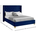 thumbnail image 5 of Maklaine Velvet Navy Queen Bed Wing Design 72" W x 86" D x 56" H Unassembled, 5 of 5