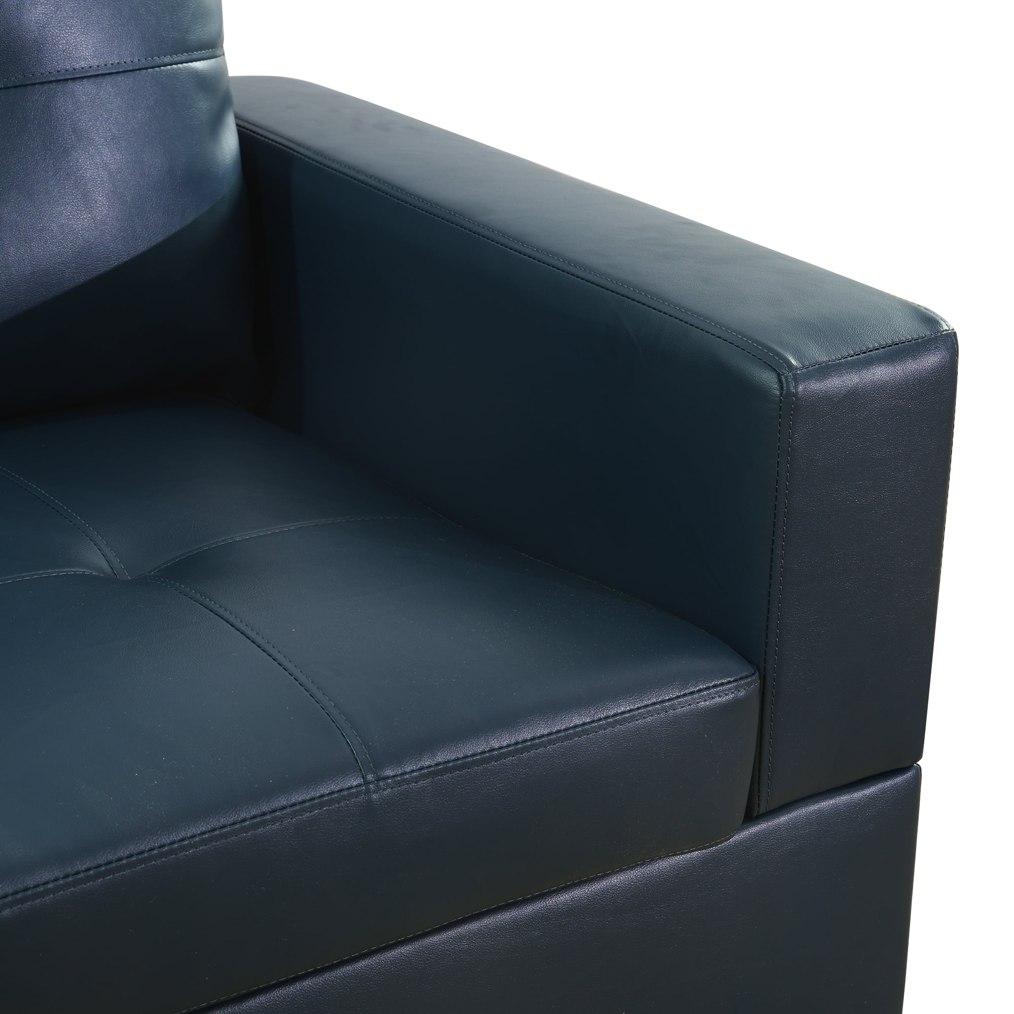 Hommoo L Shaped Sectional Couches and Sofas, 4-Seat Semi Semi PU Synthetic Leather Sectional Sofa Sets, Modern Living Room Furniture Sets, 17.5'' Back Height, Peacock Blue(No Ottoman)