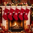 thumbnail image 4 of Christmas Stockings with Initials,16.5 Inches Large Knit Embroidered Letter Red White Christmas Stocking,Monogram Christmas Stocking for Famliy Holiday and Xmas Tree Fireplace (Letter M), 4 of 7