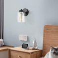 thumbnail image 2 of Aplique de pared negro mate con pantalla de vidrio transparente, aplique de pared negro mate para baño de 1 luz., 2 of 5