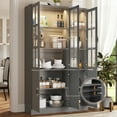 thumbnail image 5 of MEISSALIVVE 78.7" Kitchen Pantry Cabinet with Glass Doors & LED Lights, Freestanding Storage Hutch with Shelves, Gray Pantry Cupboard, 47.2" W x 15.7" D, 5 of 7