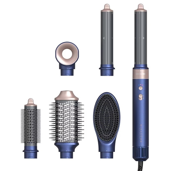 Brosse Sèche-Cheveux Professionnelle Multi-Coiffants - MIRACOMB Système de Coiffage Ionique à Air Chaud avec Boucleurs à Enroulement Automatique, Moteur Sans Balais, Contrôle Intelligent de la Chaleur - Séchage Rapide