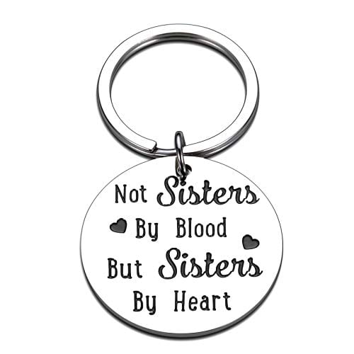 malyunin Best Friend Keychain Not Sisters by Blood But Sisters by Heart Keychain for Sisters Friends Graduation Gift 