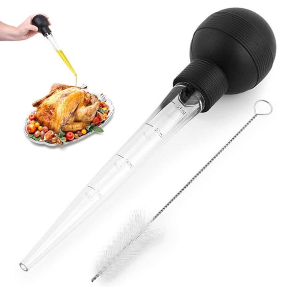 Gracefulvara Food Grade Syringe Baster For Cooking Basting With Detachable Round Bulb Brush