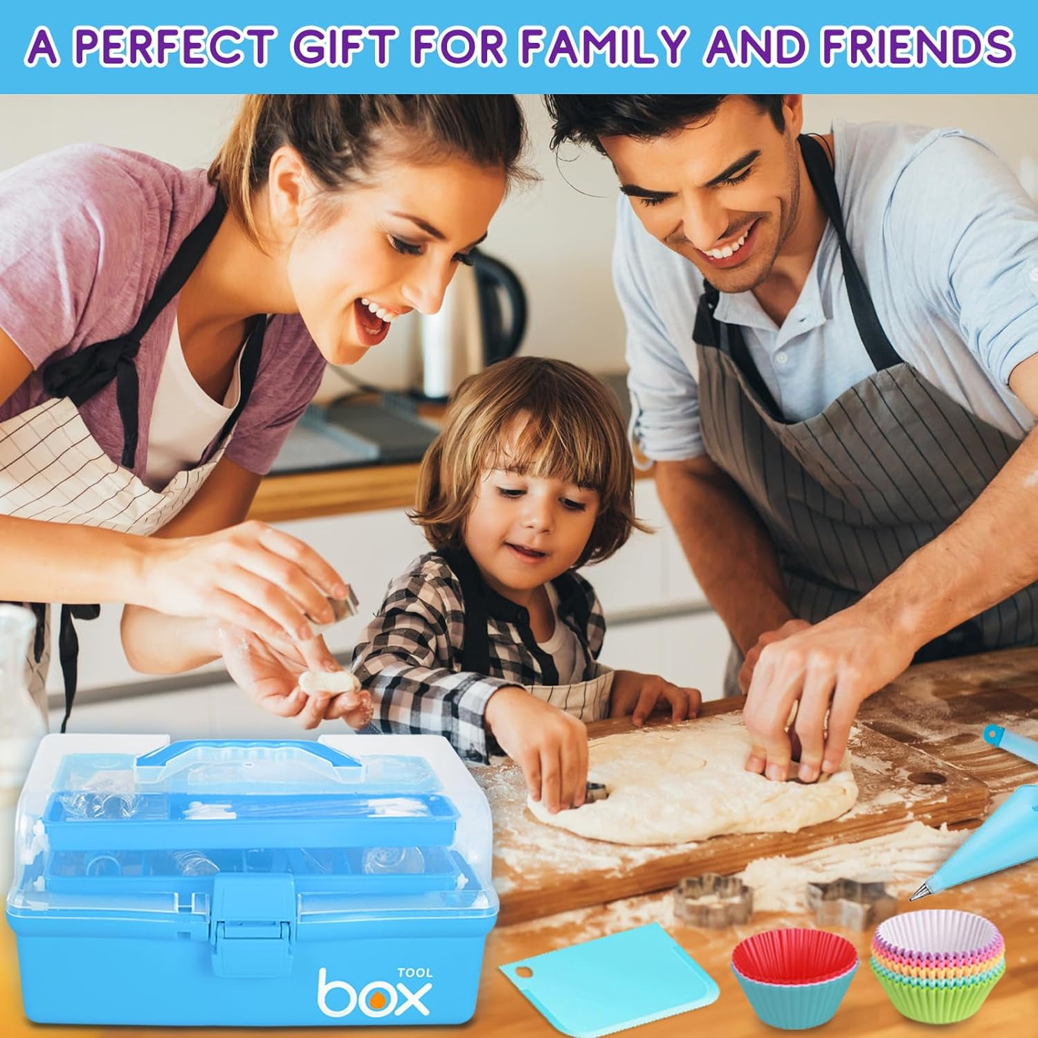 BSHAPPLUS 236Pcs Cake Decorating Supplies Set,Cupcake Decorating Supplies with Storage Box,Blue Baking Supplies Tools,Piping Bags and Tips Set,Cake Pans,Frosting Bags,Icing Tips Pastry,Cake Scrapers