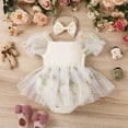 thumbnail image 2 of IBTOM CASTLE Newborn Toddler Baby Girls Fall Outfit Butterfly Romper Princess Dress with Headband 1st Birthday Cake Smash Clothes for Photo Shoot 6-12 Months Apricot Flower, 2 of 8