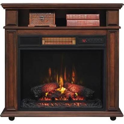 Twin Star Infragen Rolling Mantel Electric Fireplace Brown