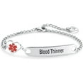 thumbnail image 1 of HSHDLDF Heart Medical Alert Bracelet for Women Emergency First Aid Health Alert Engraved Stainless Steel Adjustable Chain Bracelets, 1 of 5
