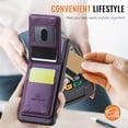 thumbnail image 3 of ELEHOLD Case for Google Pixel 9A, 2-in-1 Magnetic RFID Leather Wallet Case with Card Slots & Kickstand,Purple, 3 of 6