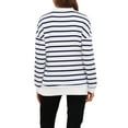 thumbnail image 3 of INSPIRE CHIC Womens Maternity Blouse Cotton Mock Neck Shirt Half Zip Long Sleeve Tops Side Slit Striped Turtleneck Pregnancy M Blue, 3 of 6