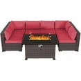 thumbnail image 2 of Gotland 8 Piece Outdoor Patio Furniture Set with 43“ Gas Fire Pit Table Patio Furniture Sectional Sofa Set (red), 2 of 7
