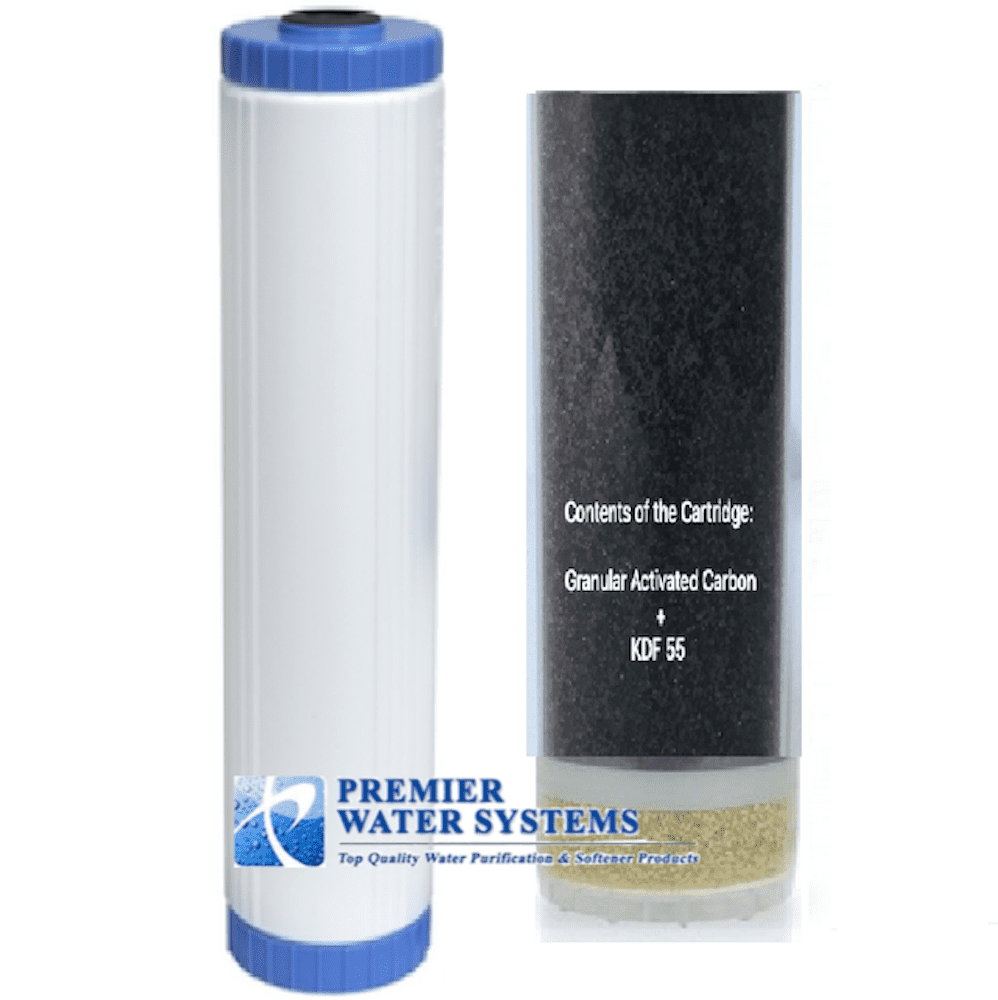 Whole House Refillable Water Filter Cartridge 4.5" x 20" - Granular Activated Carbon (GAC) + KDF 55 - Chlorine Removal - Compatible with 20-inch Big Blue Housing