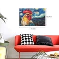 thumbnail image 5 of HFDF Rooster Wall Art, Vintage Chicken Pictures Wall Decor, Starry Night Painting Farmhouse Rooster Canvas Prints, Artwork for Bathroom Bedroom Living Room Office Home Decoration 20x16inch Framed, 5 of 6