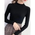 thumbnail image 2 of Ml Automne Hiver Col Montant Chandail Femme Vintage Tricoté Tops Décontracté Coupe Ajustée Chandail Simple, 2 of 5
