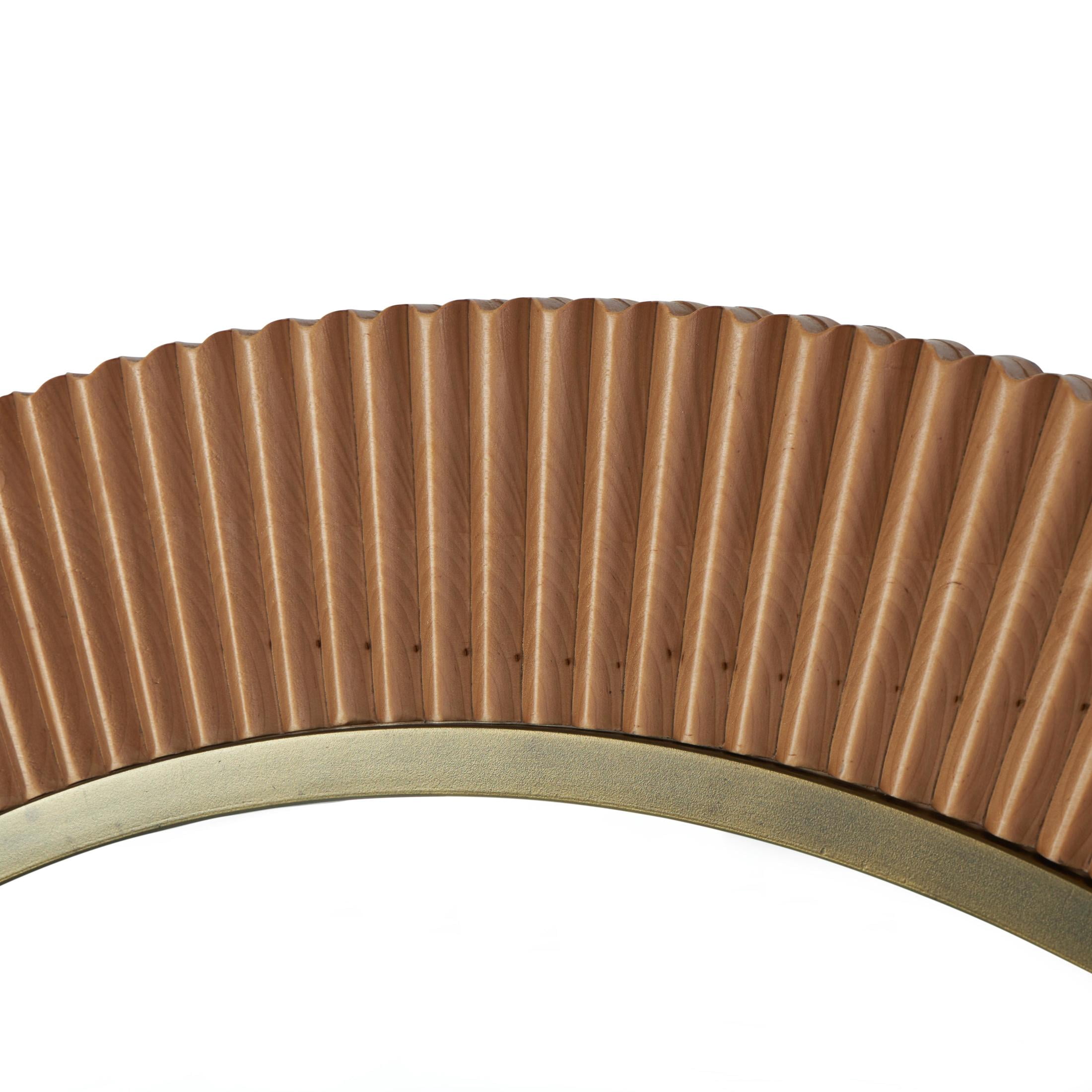 DecMode 43" x 43" Brown Fluted Wall Mirror with Scalloped Edge