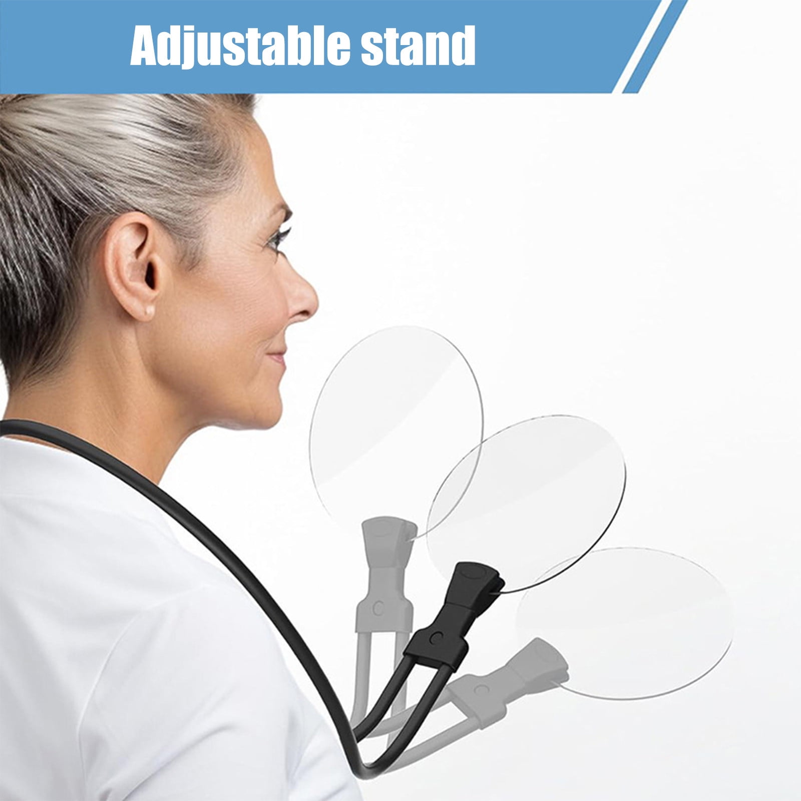 5X Magnifier with Stand Hands-Free Adjustable Neck Mounted Large Lens for Reading and Hobbies 1-Pack