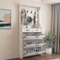 thumbnail image 3 of Pair Shoe Cabinet Shelves Home Hollow Double Shelf Shoe Rack Cabinet Drawer Shoe Rack, Shelf, Cabinet Hingewhite-useful-yky416, 3 of 4