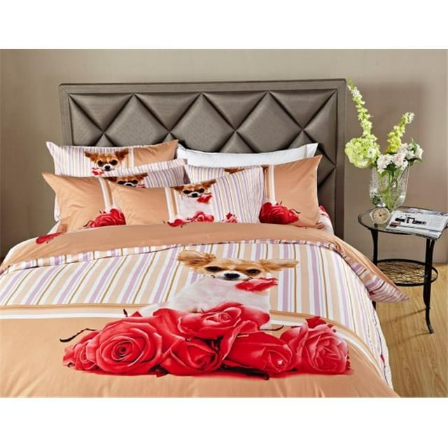 Dolce Mela DM487T Literie de Chambre Extra Longue Ensemble de Housse de Couette Imprimé Chien Mignon