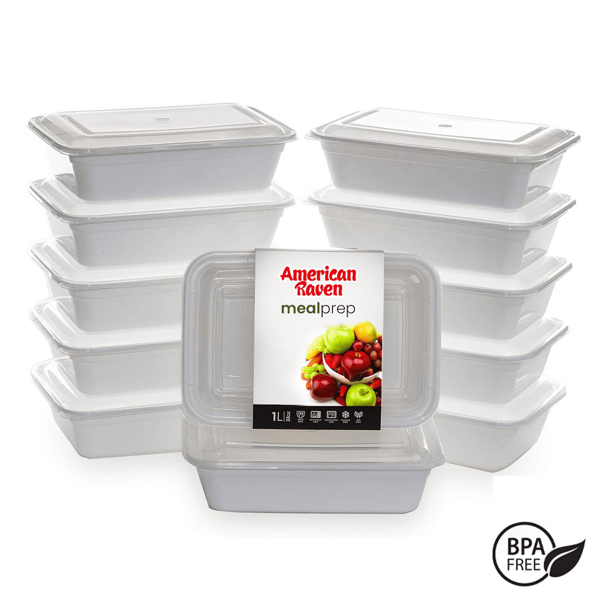40 Pack Reusable Meal Prep Containers Microwave Safe Food Storage Containers with Lids, 24 oz -1 Compartment Take Out Disposable To Go Plastic Bento Lunch Box BPA Free