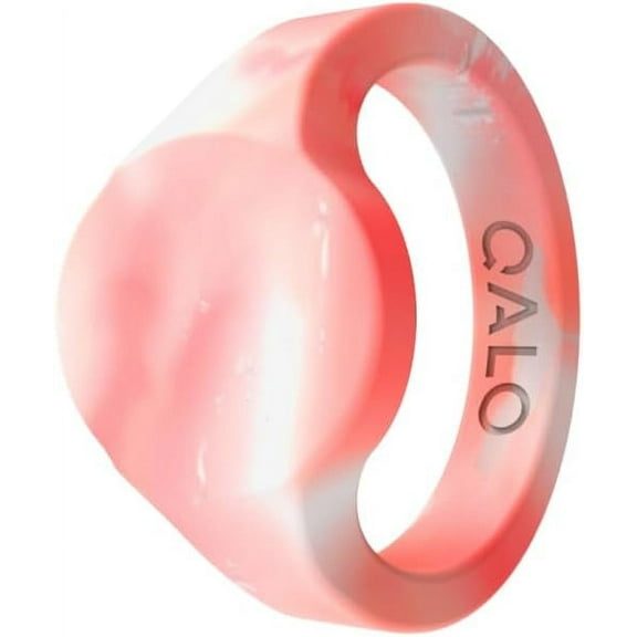 QALO Men & Women's Rubber Silicone Ring, Signet Rubber Unisex Wedding Band, Breathable, Durable Engagement Silicone Ring, 6mm Wide 1.8mm Thick, Rose Quartz, Size 10