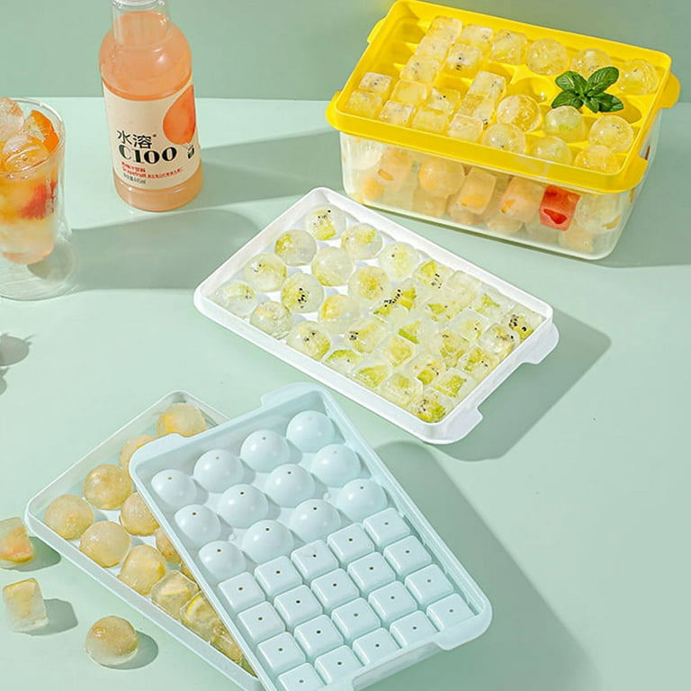 Ice Cube Tray for Freezer, 64 Nuggets Round & Square Ice Cube Tray