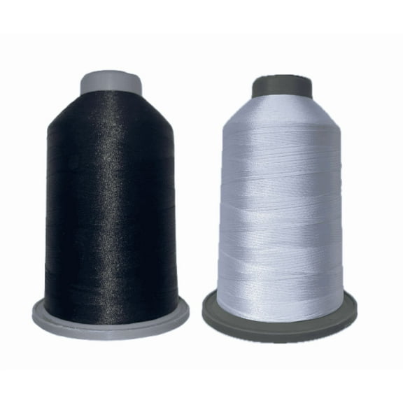 THREAD SOLUTION GLITZ Trilobal 100% Polyester Embroidery Thread 40 Wt 5500 Yd 2 Pack Color Bright White #101-Bw - #101-Black