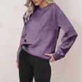 thumbnail image 2 of Comdrip Crewneck Sweatshirts Women, Women's Fashion Solid Color Casual Long Sleeve Hooded Sweatshirt for Fall/Winter Sweatshirt Women Purple M, 2 of 9