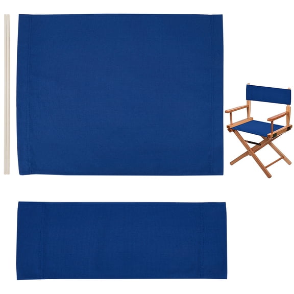 Cloth Chair Replacement with 2 Wood Sticks for Director Chair Makeup Chair Seat and Back Marine Blue 195~420x530x2.5mm