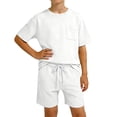 thumbnail image 5 of Bigetiay Boys 2 Piece Outfits Casual Athletic Tracksuit Short Sleeve Shirt with Shorts Outfits Boys' Clothing Sets 8-9 Years, 5 of 5