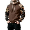 thumbnail image 4 of Men’s Pullover Hoodie with Drawstring Adjustable Hood and Camouflage Print Long Raglan Sleeves Kangaroo Pocket Light Brown 3XL, 4 of 5