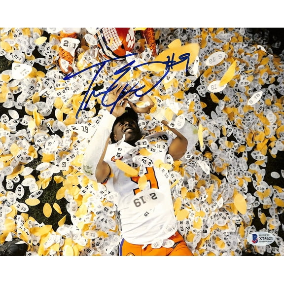 Travis Etienne Signed 8x10 Clemson Tigers Confetti Photo BAS