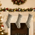 thumbnail image 2 of LanSuare Knitted Christmas Stockings, 18"x7" Solid Color Large Knitted Christmas Stockings, Xmas Hanging Stockings for Family Fireplace, Christmas Party Decor, Candy Gift Bags(Khaki), 2 of 7