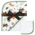 thumbnail image 2 of Hudson Baby Infant Boy Cotton Hooded Towel and Washcloth 2pc Set, Woodland, One Size, 2 of 2