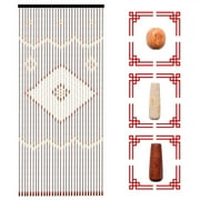 Retro Wooden Door Curtain, Natural Bamboo Beaded String Hanging Doorway Divider 35*82 Brown Sheer Curtain for Door Window