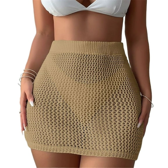 Jesscasday Women Beach Wrap Crochet Coverup Sarongs Skirt Crochet Coverup Skirt Swimsuit Wrap Skirts