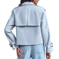 thumbnail image 4 of Double Breasted Women Solid Color Casual Crop Trench Coat Lady Office Jacket with Pocket, 4 of 6