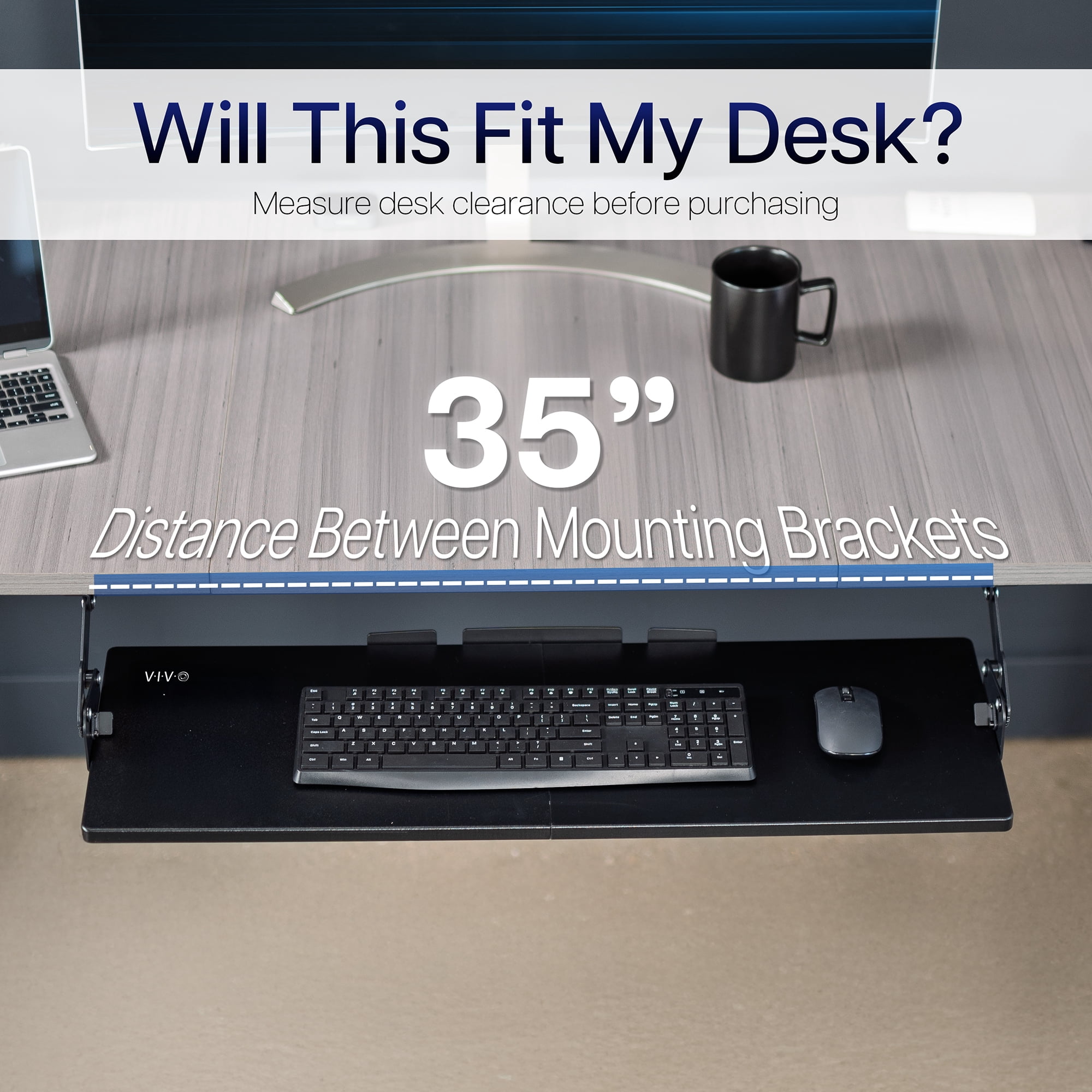 VIVO Extra Sturdy 34" Under Desk Keyboard Tray with Swinging Height Adjustment