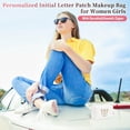 thumbnail image 4 of SURJDE Personalized Initial Letter Patch Makeup Bag, Preppy Chenille Letter Cosmetic Pouch with Zipper, Color1-White-U, 4 of 7