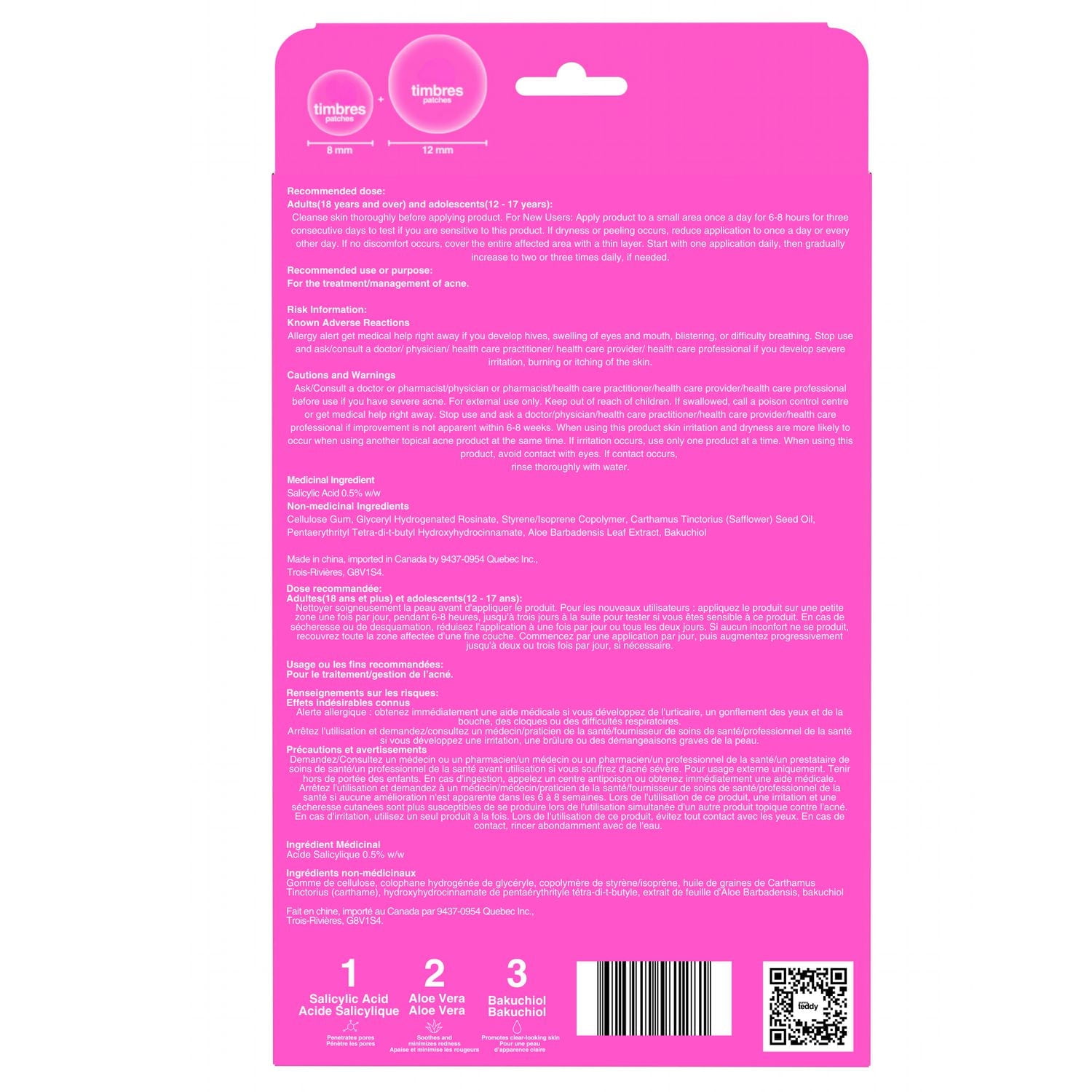 Sunny Teddy Patchs anti-acné – Patch hydrocolloïde à l'acide salicylique, invisible et doux pour la peau, 36 unités 12 petits/24 gros = 36 patchs