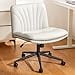 thumbnail image 2 of Marsail Armless-Office Desk Chair with Wheels: PU Leather Cross Legged Wide Chair,Comfortable Adjustable Swivel Computer Task Chairs for Home,Office,Make Up,Small Space,Bed Room(Light Beige), 2 of 4