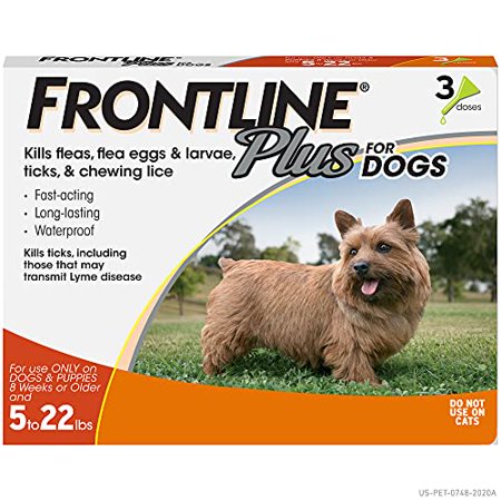 Plus Flea and Tick Treatment for Dogs Small Dog, 5-22 Pounds 3 Doses Waterproof