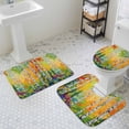 thumbnail image 3 of Summer Oil Painting Tree Bathroom Rugs Set Country Yellow Birch Plant Non Slip Absorbent Soft Bath Mats 3 Piece Set with Bathroom Rug, U-Shaped Floor Mat, Toilet Seat Cover Small Size, 3 of 9