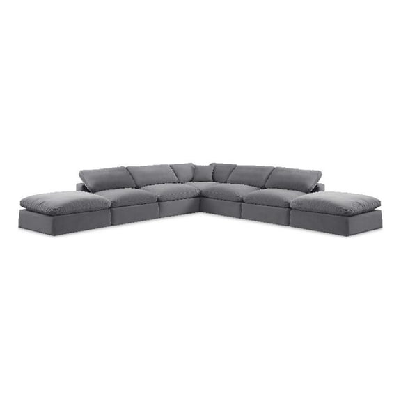 Meridian Furniture Comfy Grey Velvet 7-Pc. Modular Sectional