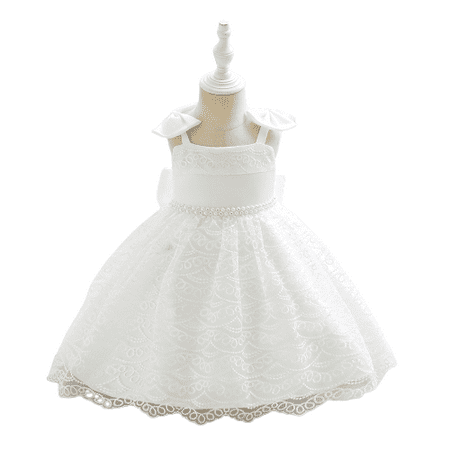 

Mikrdoo Infant Girls Princess Dress 12 Months Baby Girls Straps Summer Embroidery 18 Months Baby Girls Gauze Big Bow Dress One Piece Party Performance Dress White