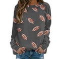 thumbnail image 2 of Kelon Game Day Women Crew Neck Pullover Sweatshirt Football Print Graphic Shirts Lightweight Fashion Tops Casual Daily Loose Fit Going Out Clothing, 3XL, 2 of 4