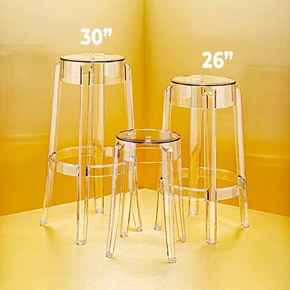 Ensemble de 6 tabourets de comptoir en plastique transparent de la collection Heavenly