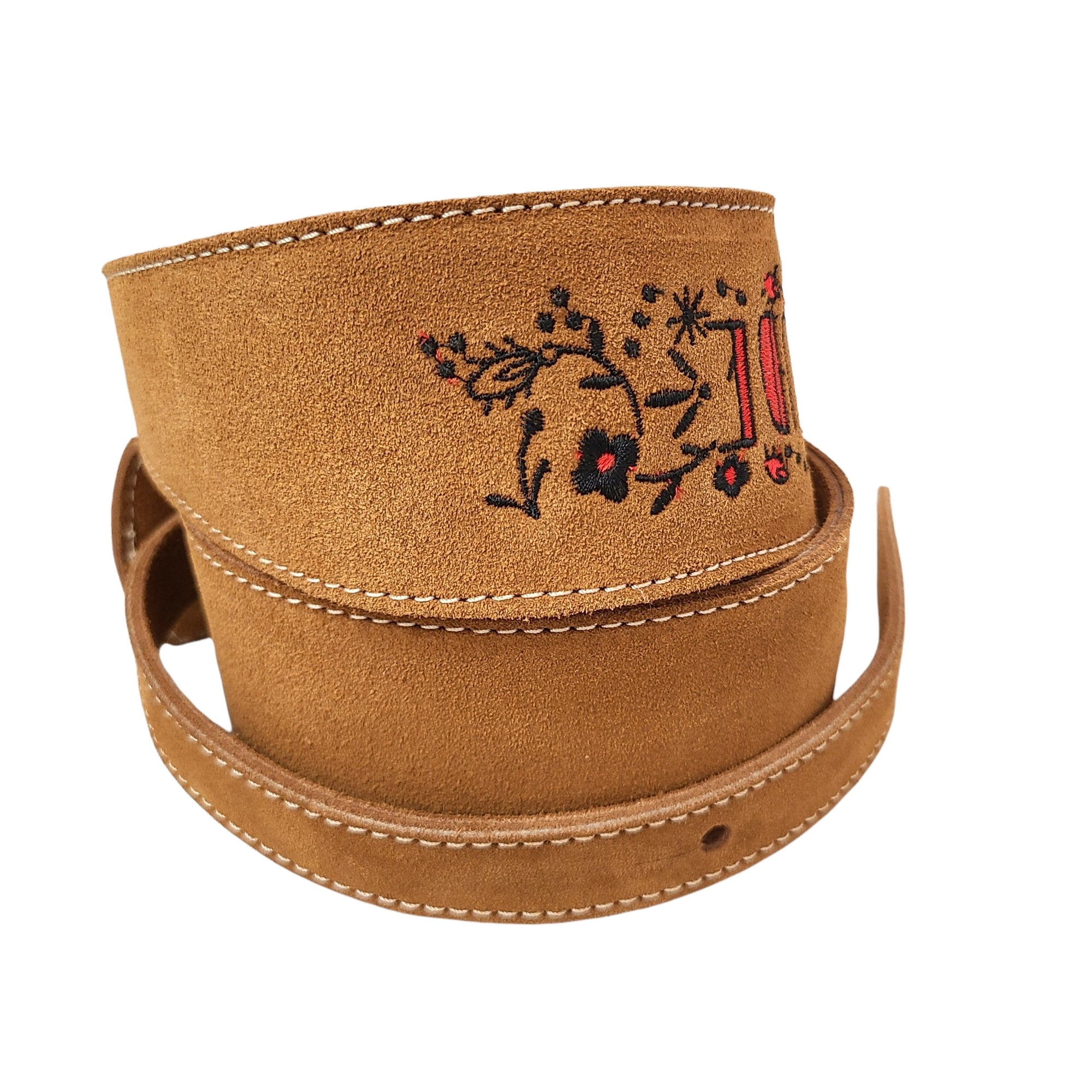 Henry Heller Guitar Strap Suede Leather Gratitude Embroidered Electric Acoustic